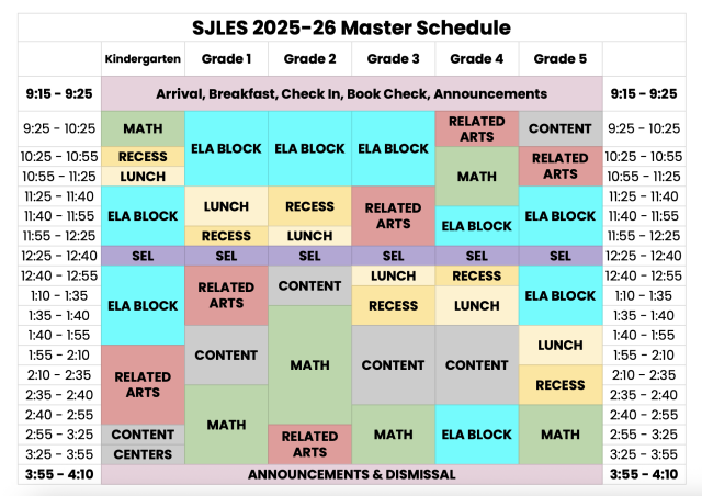 master schedule